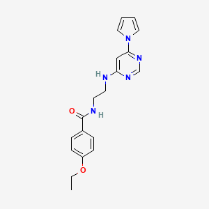 molecular formula C19H21N5O2 B2397207 N-(2-((6-(1H-pyrrol-1-yl)pyrimidin-4-yl)amino)ethyl)-4-ethoxybenzamide CAS No. 1396858-89-1