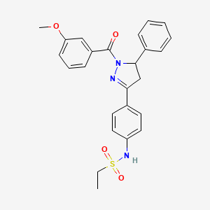 N-[4-[2-(3-methoxybenzoyl)-3-phenyl-3,4-dihydropyrazol-5-yl]phenyl]ethanesulfonamide