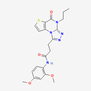 molecular formula C21H23N5O4S B2397215 N-(2,4-dimethoxyphenyl)-3-(5-oxo-4-propyl-4,5-dihydrothieno[2,3-e][1,2,4]triazolo[4,3-a]pyrimidin-1-yl)propanamide CAS No. 1189950-06-8