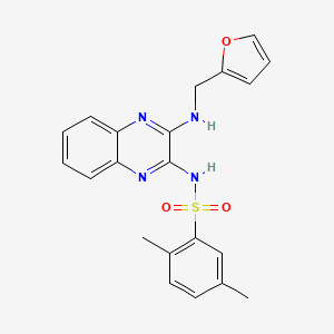 molecular formula C21H20N4O3S B2397218 N-[3-(furan-2-ylmethylamino)quinoxalin-2-yl]-2,5-dimethylbenzenesulfonamide CAS No. 714927-81-8