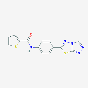 molecular formula C14H9N5OS2 B239722 N-[4-([1,2,4]triazolo[3,4-b][1,3,4]thiadiazol-6-yl)phenyl]thiophene-2-carboxamide 