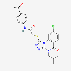 molecular formula C23H22ClN5O3S B2397222 N-(4-acetylphenyl)-2-[(8-chloro-4-isobutyl-5-oxo-4,5-dihydro[1,2,4]triazolo[4,3-a]quinazolin-1-yl)thio]acetamide CAS No. 1105242-59-8