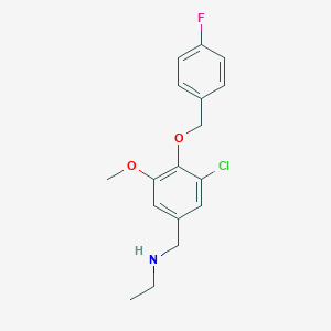 molecular formula C17H19ClFNO2 B239725 N-{3-chloro-4-[(4-fluorobenzyl)oxy]-5-methoxybenzyl}ethanamine 