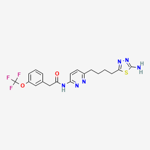 molecular formula C19H19F3N6O2S B2397258 N-(6-(4-(5-amino-1,3,4-thiadiazol-2-yl)butyl)pyridazin-3-yl)-2-(3-(trifluoromethoxy)phenyl)acetamide CAS No. 1439399-45-7