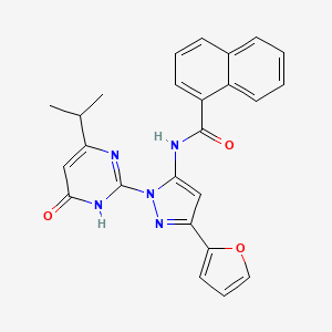 molecular formula C25H21N5O3 B2397261 N-(3-(furan-2-yl)-1-(4-isopropyl-6-oxo-1,6-dihydropyrimidin-2-yl)-1H-pyrazol-5-yl)-1-naphthamide CAS No. 1207038-94-5