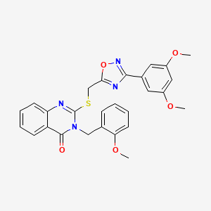 molecular formula C27H24N4O5S B2397278 2-({[3-(3,5-Dimethoxyphenyl)-1,2,4-oxadiazol-5-yl]methyl}sulfanyl)-3-[(2-methoxyphenyl)methyl]-3,4-dihydroquinazolin-4-one CAS No. 2097937-60-3