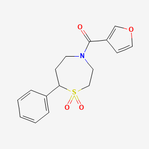 molecular formula C16H17NO4S B2397301 (1,1-Dioxido-7-phenyl-1,4-thiazepan-4-yl)(furan-3-yl)methanone CAS No. 2034607-31-1