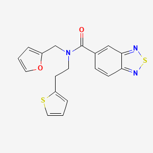 molecular formula C18H15N3O2S2 B2397302 N-(furan-2-ylmethyl)-N-(2-(thiophen-2-yl)ethyl)benzo[c][1,2,5]thiadiazole-5-carboxamide CAS No. 1396882-40-8