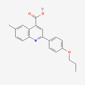 molecular formula C20H19NO3 B2397304 6-Methyl-2-(4-propoxyphenyl)quinoline-4-carboxylic acid CAS No. 438217-48-2