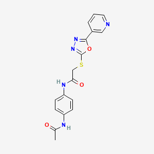 molecular formula C17H15N5O3S B2397305 N-(4-acetamidophenyl)-2-[(5-pyridin-3-yl-1,3,4-oxadiazol-2-yl)sulfanyl]acetamide CAS No. 898630-91-6