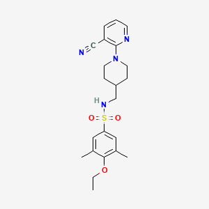 molecular formula C22H28N4O3S B2397311 N-((1-(3-氰基吡啶-2-基)哌啶-4-基)甲基)-4-乙氧基-3,5-二甲基苯磺酰胺 CAS No. 2034587-29-4