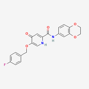 molecular formula C21H17FN2O5 B2397312 N-(2,3-ジヒドロベンゾ[b][1,4]ジオキシン-6-イル)-5-((4-フルオロベンジル)オキシ)-4-オキソ-1,4-ジヒドロピリジン-2-カルボキサミド CAS No. 1021261-62-0