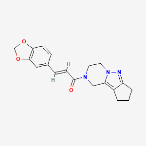 (E)-3-(benzo[d][1,3]dioxol-5-yl)-1-(3,4,8,9-tetrahydro-1H-cyclopenta[3,4]pyrazolo[1,5-a]pyrazin-2(7H)-yl)prop-2-en-1-one