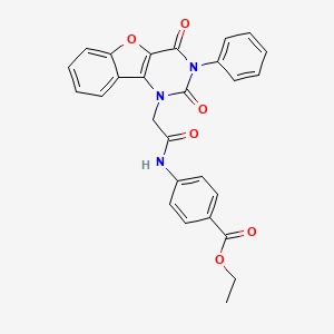 ethyl 4-(2-(2,4-dioxo-3-phenyl-3,4-dihydrobenzofuro[3,2-d]pyrimidin-1(2H)-yl)acetamido)benzoate