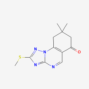 molecular formula C12H14N4OS B2397319 8,8-dimethyl-2-(methylsulfanyl)-8,9-dihydro[1,2,4]triazolo[1,5-a]quinazolin-6(7H)-one CAS No. 338403-66-0