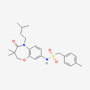 N-(5-isopentyl-3,3-dimethyl-4-oxo-2,3,4,5-tetrahydrobenzo[b][1,4]oxazepin-8-yl)-1-(p-tolyl)methanesulfonamide