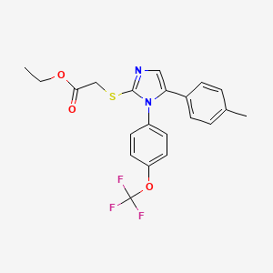 ethyl 2-((5-(p-tolyl)-1-(4-(trifluoromethoxy)phenyl)-1H-imidazol-2-yl)thio)acetate