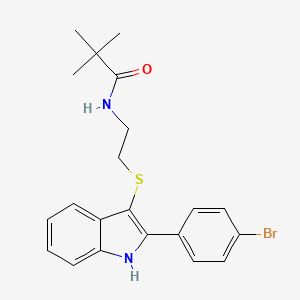 N-(2-((2-(4-bromophenyl)-1H-indol-3-yl)thio)ethyl)pivalamide