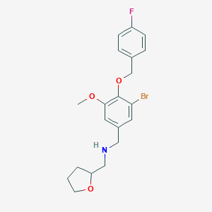 molecular formula C20H23BrFNO3 B239734 N-{3-bromo-4-[(4-fluorobenzyl)oxy]-5-methoxybenzyl}-N-(tetrahydro-2-furanylmethyl)amine 