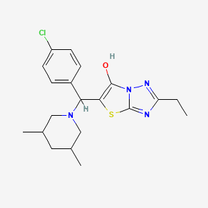 molecular formula C20H25ClN4OS B2397340 5-((4-クロロフェニル)(3,5-ジメチルピペリジン-1-イル)メチル)-2-エチルチアゾロ[3,2-b][1,2,4]トリアゾール-6-オール CAS No. 1009581-00-3