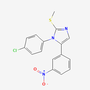 molecular formula C16H12ClN3O2S B2397343 1-(4-chlorophenyl)-2-(methylthio)-5-(3-nitrophenyl)-1H-imidazole CAS No. 1226427-11-7