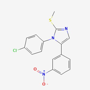 molecular formula C16H12ClN3O2S B2397343 1-(4-クロロフェニル)-2-(メチルチオ)-5-(3-ニトロフェニル)-1H-イミダゾール CAS No. 1226427-11-7