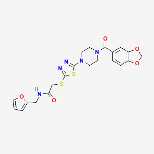molecular formula C21H21N5O5S2 B2397352 2-((5-(4-(benzo[d][1,3]dioxole-5-carbonyl)piperazin-1-yl)-1,3,4-thiadiazol-2-yl)thio)-N-(furan-2-ylmethyl)acetamide CAS No. 1207018-05-0