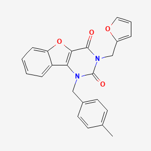 molecular formula C23H18N2O4 B2397355 3-(呋喃-2-基甲基)-1-[(4-甲苯基)甲基]-[1]苯并呋喃[3,2-d]嘧啶-2,4-二酮 CAS No. 892422-17-2