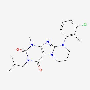 molecular formula C20H24ClN5O2 B2397367 9-(3-氯-2-甲基苯基)-3-异丁基-1-甲基-6,7,8,9-四氢嘧啶并[2,1-f]嘌呤-2,4(1H,3H)-二酮 CAS No. 877616-82-5