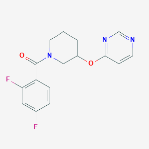 molecular formula C16H15F2N3O2 B2397388 (2,4-二氟苯基)(3-(嘧啶-4-氧基)哌啶-1-基)甲酮 CAS No. 2034332-22-2