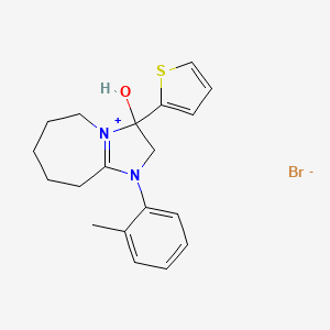 3-hydroxy-3-(thiophen-2-yl)-1-(o-tolyl)-3,5,6,7,8,9-hexahydro-2H-imidazo[1,2-a]azepin-1-ium bromide