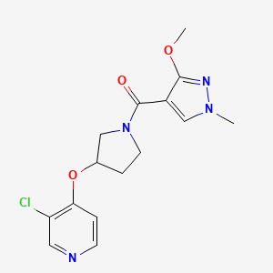 molecular formula C15H17ClN4O3 B2397404 (3-((3-chloropyridin-4-yl)oxy)pyrrolidin-1-yl)(3-methoxy-1-methyl-1H-pyrazol-4-yl)methanone CAS No. 2034495-76-4