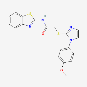 molecular formula C19H16N4O2S2 B2397406 N-(benzo[d]thiazol-2-yl)-2-((1-(4-methoxyphenyl)-1H-imidazol-2-yl)thio)acetamide CAS No. 688336-00-7