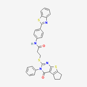N-(4-(benzo[d]thiazol-2-yl)phenyl)-3-((4-oxo-3-phenyl-4,5,6,7-tetrahydro-3H-cyclopenta[4,5]thieno[2,3-d]pyrimidin-2-yl)thio)propanamide