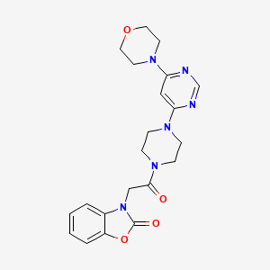 3-(2-(4-(6-morpholinopyrimidin-4-yl)piperazin-1-yl)-2-oxoethyl)benzo[d]oxazol-2(3H)-one