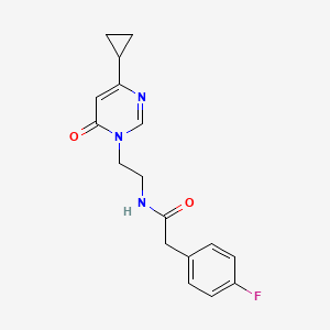 molecular formula C17H18FN3O2 B2397431 N-(2-(4-cyclopropyl-6-oxopyrimidin-1(6H)-yl)ethyl)-2-(4-fluorophenyl)acetamide CAS No. 2034394-32-4