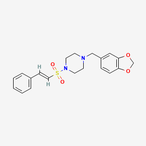 molecular formula C20H22N2O4S B2397440 1-(1,3-benzodioxol-5-ylmethyl)-4-[(E)-2-phenylethenyl]sulfonylpiperazine CAS No. 278782-73-3