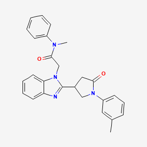 molecular formula C27H26N4O2 B2397443 N-methyl-2-{2-[1-(3-methylphenyl)-5-oxopyrrolidin-3-yl]-1H-benzimidazol-1-yl}-N-phenylacetamide CAS No. 942842-72-0