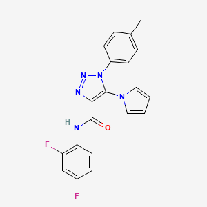 molecular formula C20H15F2N5O B2397445 N~4~-(2,4-difluorophenyl)-1-(4-methylphenyl)-5-(1H-pyrrol-1-yl)-1H-1,2,3-triazole-4-carboxamide CAS No. 1251679-18-1