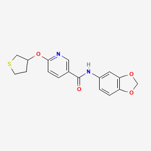 molecular formula C17H16N2O4S B2397449 N-(benzo[d][1,3]dioxol-5-yl)-6-((tetrahydrothiophen-3-yl)oxy)nicotinamide CAS No. 2034272-87-0