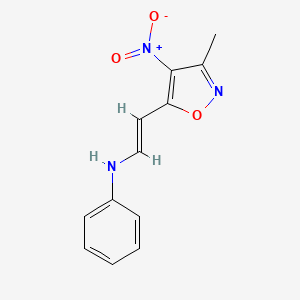 molecular formula C12H11N3O3 B2397462 N-[(E)-2-(3-甲基-4-硝基-1,2-恶唑-5-基)乙烯基]苯胺 CAS No. 91397-35-2