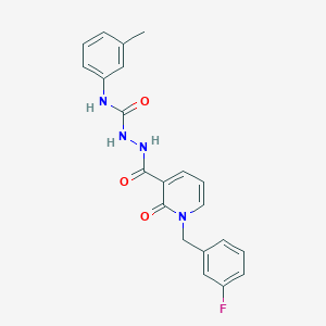 molecular formula C21H19FN4O3 B2397463 2-(1-(3-fluorobenzyl)-2-oxo-1,2-dihydropyridine-3-carbonyl)-N-(m-tolyl)hydrazinecarboxamide CAS No. 1105206-14-1