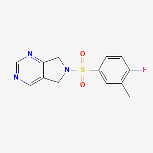 molecular formula C13H12FN3O2S B2397468 6-((4-氟-3-甲基苯基)磺酰基)-6，7-二氢-5H-吡咯并[3，4-d]嘧啶 CAS No. 1448036-31-4