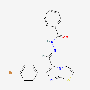 molecular formula C19H13BrN4OS B2397489 N'-[(1E)-[6-(4-bromophenyl)imidazo[2,1-b][1,3]thiazol-5-yl]methylidene]benzohydrazide CAS No. 691884-01-2