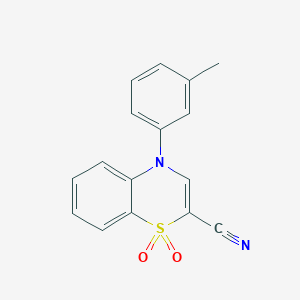 molecular formula C16H12N2O2S B2397492 4-(m-tolyl)-4H-benzo[b][1,4]thiazine-2-carbonitrile 1,1-dioxide CAS No. 1207049-91-9