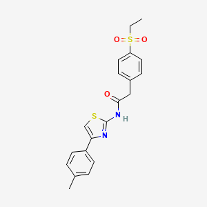 molecular formula C20H20N2O3S2 B2397493 2-(4-(ethylsulfonyl)phenyl)-N-(4-(p-tolyl)thiazol-2-yl)acetamide CAS No. 919853-35-3