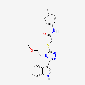 molecular formula C22H23N5O2S B2397494 2-((5-(1H-indol-3-yl)-4-(2-methoxyethyl)-4H-1,2,4-triazol-3-yl)thio)-N-(p-tolyl)acetamide CAS No. 852144-59-3