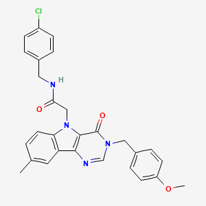 molecular formula C28H25ClN4O3 B2397496 N-(4-chlorobenzyl)-2-(3-(4-methoxybenzyl)-8-methyl-4-oxo-3H-pyrimido[5,4-b]indol-5(4H)-yl)acetamide CAS No. 1190002-72-2