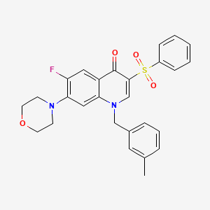 molecular formula C27H25FN2O4S B2397499 6-fluoro-1-(3-methylbenzyl)-7-morpholino-3-(phenylsulfonyl)quinolin-4(1H)-one CAS No. 892760-95-1