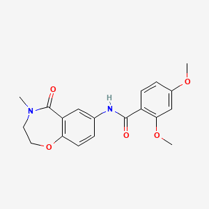 molecular formula C19H20N2O5 B2397502 2,4-dimethoxy-N-(4-methyl-5-oxo-2,3,4,5-tetrahydrobenzo[f][1,4]oxazepin-7-yl)benzamide CAS No. 922000-94-0